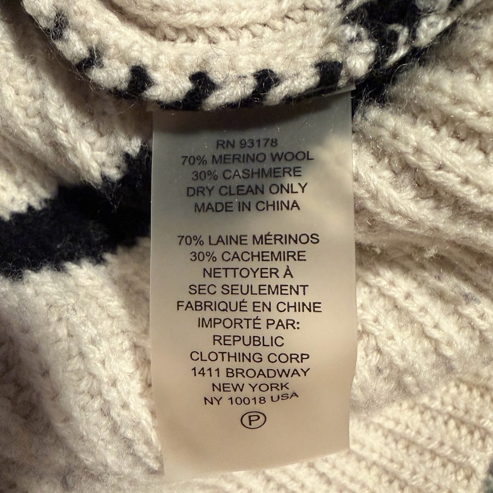 Tahari chunky knit wool-cashmere striped sweater - Picture 4 of 7